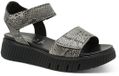 Tamaris WIDE FIT Dames Sandaal 8-88720-44 055 H-breedte Maat: 39 EU Lichtgrijs Leer Plateau Dierenprint Klittenband Lente/Zomer 2025
