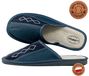Pantoufles pour hommes, en cuir de vachette, bleu foncé, brodées, fabriquées à la main, taille 40