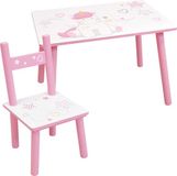Unicorn Tafel met stoeltje - Wit/Roze - MDF