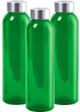 Merkloos / Sans marque AQUAMAN Waterfles/drinkfles - 3x - glas - Groen - met RVS dop - 500 ml - Sportfles - Bidon