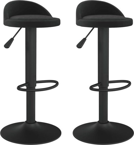 vidaXL Barkrukken 2 st fluweel zwart