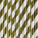 PartyDeco Gestreepte rietjes van papier - goud/wit - 10x stuks