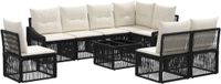 vidaXL - Tuinbank - Set - 9 - st - Zwart - poly - rattan