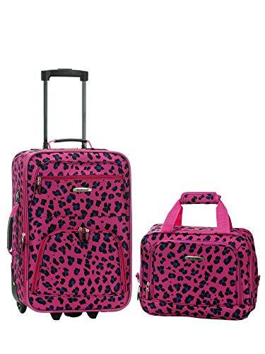 Rockland Fashion Softside bagageset, Magenta Leopard, 43 in, kinder rugzak
