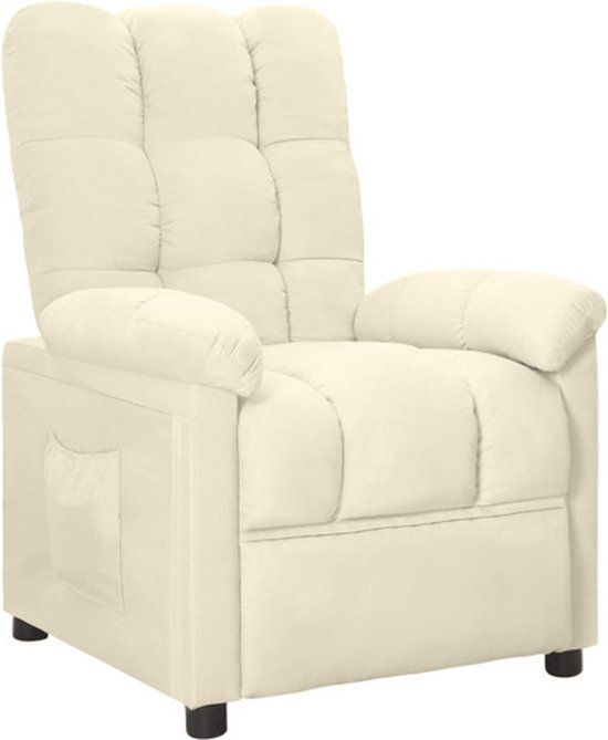 vidaXL Fauteuil verstelbaar stof crèmekleurig