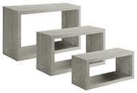 Homemania Trittico Wandrek, voor woonkamer, slaapkamer, kantoor, MDF, eiken, grijs, 45 x 27 x 15,5/40 x 22 x 15,5/35 x 17 x 15,5 cm