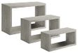 Homemania Trittico Wandrek, voor woonkamer, slaapkamer, kantoor, MDF, eiken, grijs, 45 x 27 x 15,5/40 x 22 x 15,5/35 x 17 x 15,5 cm