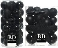 Bellatio Decorations Shoppartners Bv 70x Kunststof Kerstballen met Ster Piek Zwart Mix 6 cm