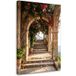 Image sur toile Arches en pierre, escaliers, fleurs, Toscane, Italie, 40x60