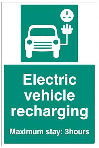 Caledonia Signs Oplaadpunt voor elektrische voertuigen - Maximaal 3 uur parkeren - Veiligheidssticker