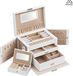 MAZAZU MIRA Home Sieradendoos met Spiegel - Juwelendoos - Wit - Hout - 18x17 cm