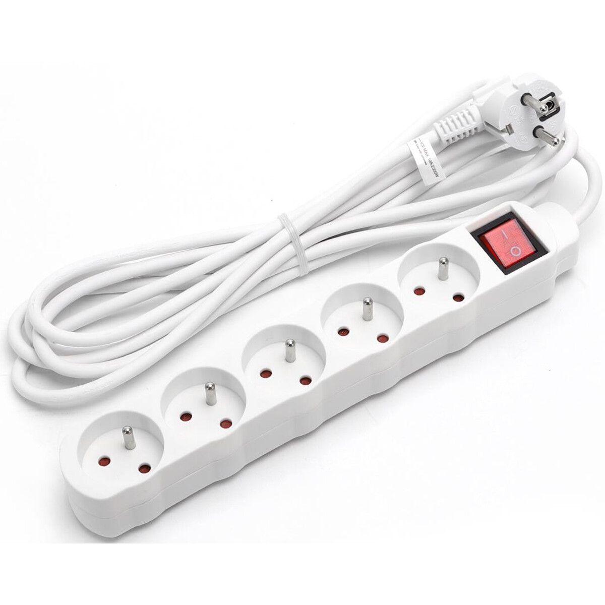 BES LED Verlengsnoer met Schakelaar - Aigi Anzim - 3680W - 5 Stopcontacten - 3 Meter - Wit