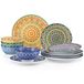 Vancasso set de vaisselle 12 pièces en porcelaine, set combiné avec assiettes plates, assiettes à dessert et bols à petit-déjeuner, style bohème