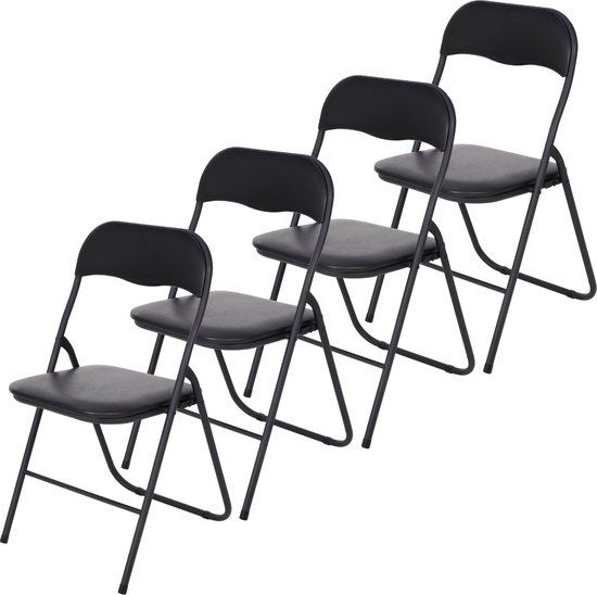 Infinity Goods Set van 4 Klapstoelen - PVC - Zwart