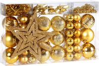 Casaria Christbaumkugeln 66er Set - Matt Glänzend Ø 3/6 cm Gold