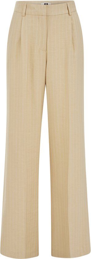 WE Fashion Dames wide leg pantalon met krijtstreep