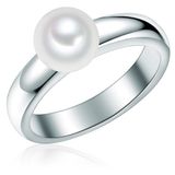 Valero Pearls Parel Ring Zilver 999 zilver Wit Rond Minimalistische ring Dames 17.75 mm / maat 56