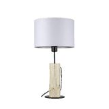 Homemania HOMBR_0311 Tafellamp, bureaulamp, kantoor, nachtkastje, hout, metaal, stof, wit/zwart, 30 x 15 x 54 cm