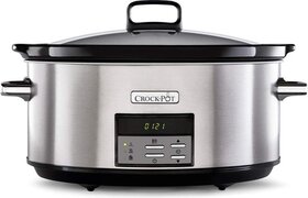 Crock-Pot CSC063X Digitale Slowcooker, Instelbare Gaartijd, 7,5 liter (10 personen), Roestvrij Staal, Zilver en Zwart