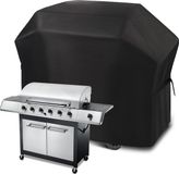 Merkloos Barbecue Cover met klittenband - Waterdicht 183x66x130 CM 420D Heavy Duty - Outdoor Grill Cover Winddicht UV Bestand & Rip-Proof/Zwart