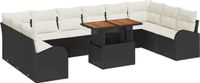 vidaXL - Tuinbank - Set - 11 - st - Zwart - Poly - rattan
