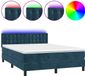 vidaXL Boxspringbed met matras en LED-verlichting, donkerblauw, 140x200 cm, fluweel