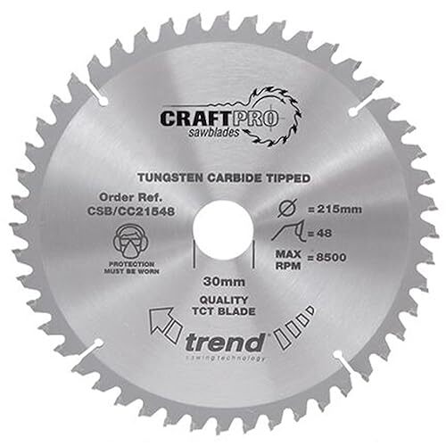TREND Trend CSB/CC19060 Craft Pro Negatieve Haak Crosscutting TCT Cirkelzaagblad, Wolfraamcarbide getipt, 190mm x 60 tanden x 30 boring