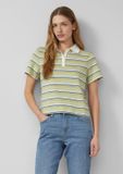 s.Oliver Polo-Shirt sauge vert Manches courtes Rayé Coton Femme Taille 34