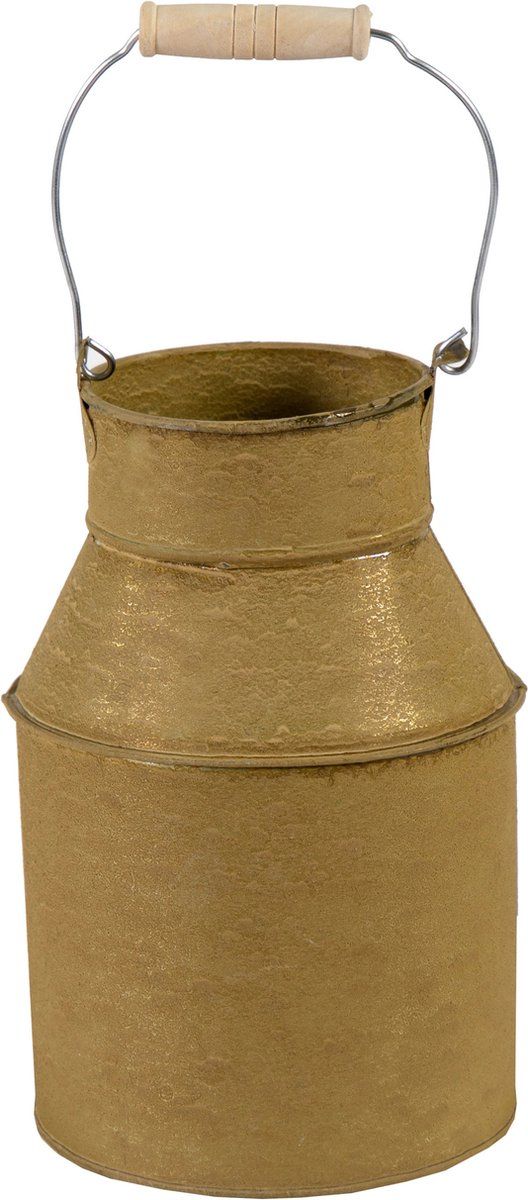 Mega Collections Melkbus plantenpot/bloempot - zink - oud goud - D15 x H24 cm