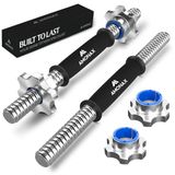 Amonax Gietijzeren halterstang, 16 inch halterstang met 4 metalen halterstangen, spinlock-halsbanden, paar halterstangen voor standaard halterschijven van 2,5 cm, fitnessapparatuur voor thuisgewichten