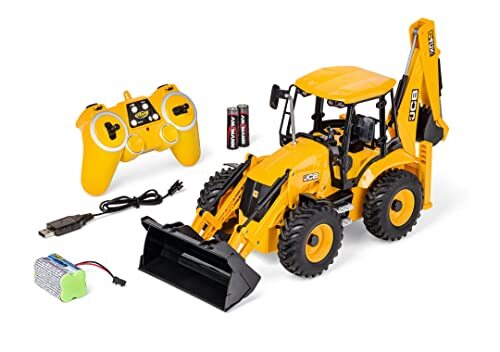 Carson 500907668 Tracto-Pelle JCB 2.4G 100% RTR – op afstand bestuurd bouwplaatsvoertuig voor kinderen vanaf 8 jaar, RC schep met functies, batterijen en afstandsbediening, geel