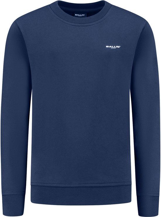 Ballin Amsterdam - Jongens Regular fit Sweater Crewneck Lange Mouw Navy Katoen 100% Maat 152
