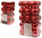 Kaemingk B.V. Décoration de Noël boules de Noël en plastique rouge 4-6 cm lot de 46 pièces