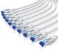 Primewire câble LAN, set de 10, CAT 8, câble patch, RJ45, câble réseau, 40 Gbit/s, S/FTP, double blindage, contacts plaqués or, rétrocompatible, Ethernet, 10 pièces, 1 mètre, blanc