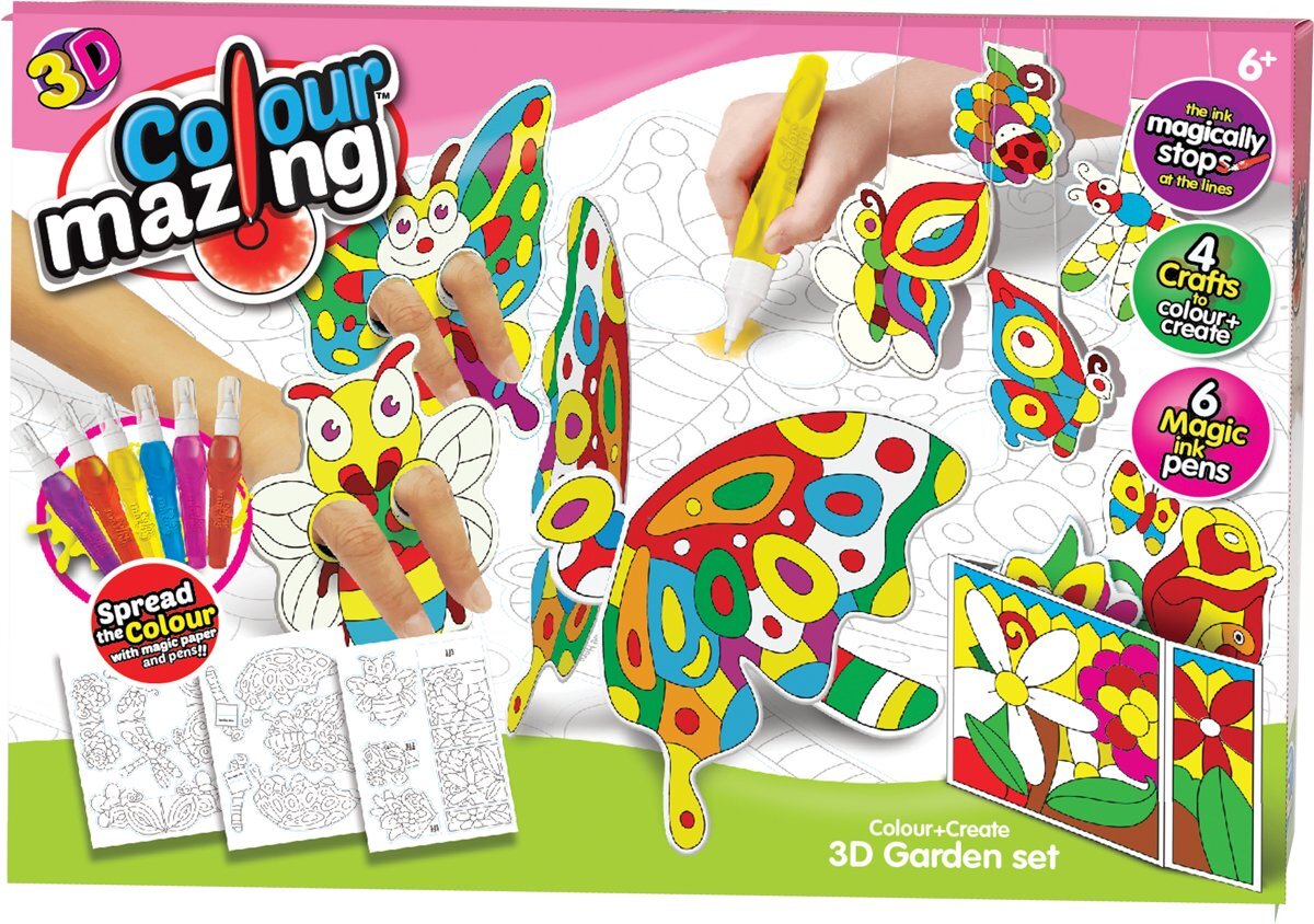 Colormazing - 3D Tuinset - 6 tover-inktpennen inbegrepen