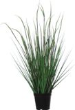 Louis Maes Groene grasplant kunstplant in zwarte kunststof pot 70 cm - Pennisetum