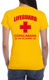 Bellatio Decorations Shoppartners Bv Lifeguard / strandwacht verkleed t-shirt / shirt Lifeguard Copacabana Rio De Janeiro geel voor dames - Bedrukking aan de achterkant / Reddingsbrigade shirt / Verkleedkleding / carnaval / outfit XXL