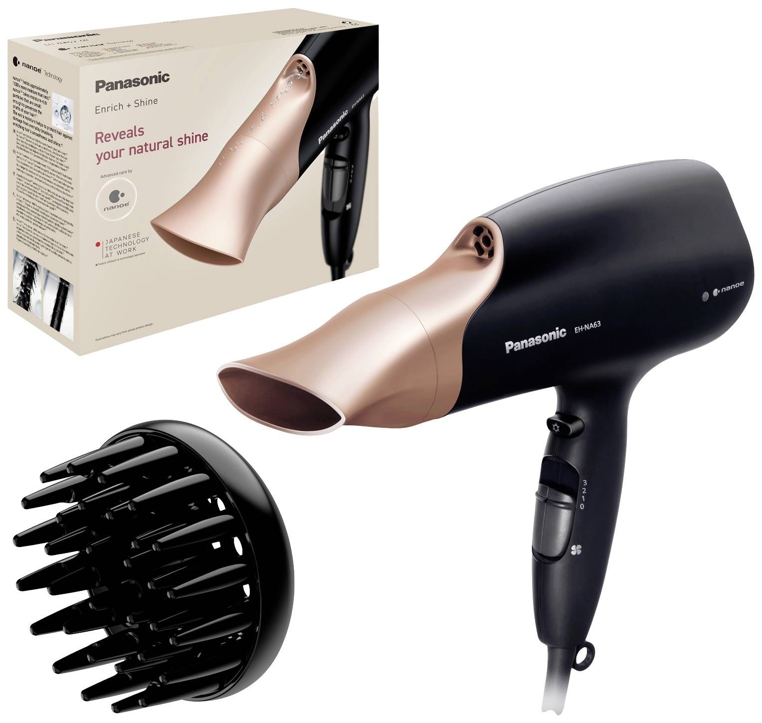 Panasonic EH-NA63 - Haardroger - 2000W - Zwart/Roségoud