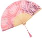 Dailygoods Ventilateur portable pliable - Petit éventail en tissu - 100% soie - Nervures en bambou - Léger - Dimensions 38 x 21 cm
