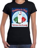 Bellatio Decorations Fout Italie Kerst t-shirt / shirt - Christmas in Italy we know how to party - zwart voor dames - kerstkleding / kerst outfit XS