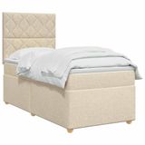 vidaXL Boxspringbed met matras Crèmekleurig 90 x 200 cm Stof