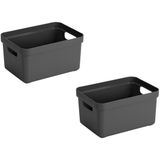 Sunware Boîte de rangement Sigma - 2x pièces - plastique - anthracite - 13 litres