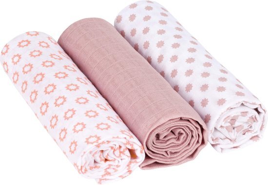 Woonboulevard Poortvliet Swaddle & Burb Blanket Stars Light Pink