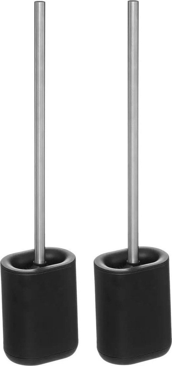 5five - WC-borstel met houder - 2 stuks - Zwart - 53 cm