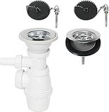 Wirquin 30718733 Afloopgarnituur voor spoelbak, 2 bakken, D60 mm, met wasmachineaansluiting