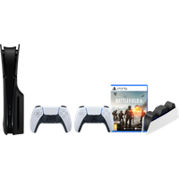 Sony PlayStation PS5 Slim Disc Edition + Battlefield 6 + Covers Zwart + Extra Controller Wit + Oplaadstation