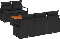 vidaXL Tuinbank Set Zwart Poly Rattan 6 Zitplaatsen