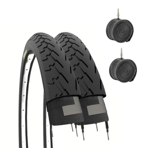 Ecovelò, 2 zwarte banden 700 x 35C (37-622) + binnenband buitenband unisex volwassenen, zwart