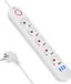 Maclean MCE395 W - Stekkerdoos - 5-polige verlengkabel 1.5m + 3xUSB, 110-240V AC 50/60Hz, 2,1A max 2500W - Wit
