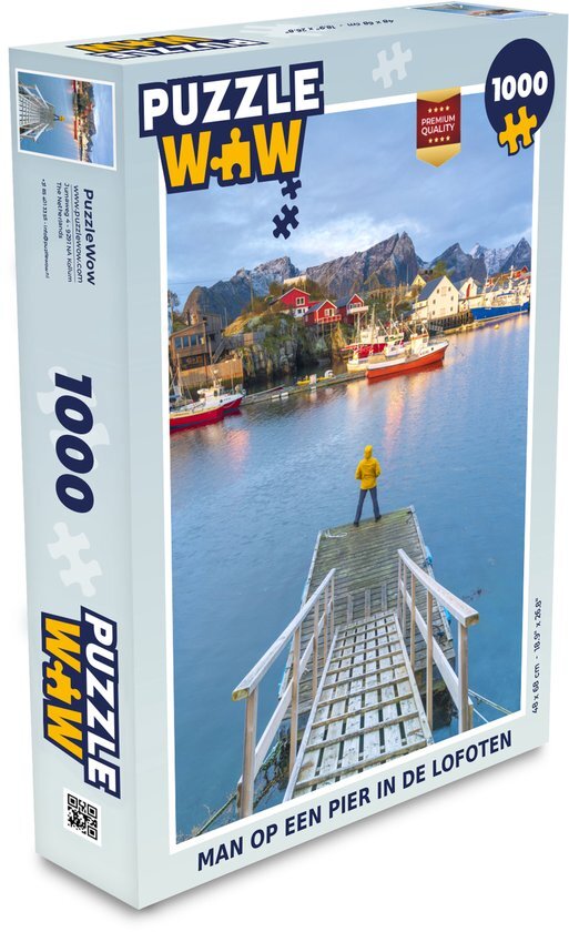 MuchoWow Puzzel Man op een pier in de Lofoten - Legpuzzel - Puzzel 1000 stukjes volwassenen